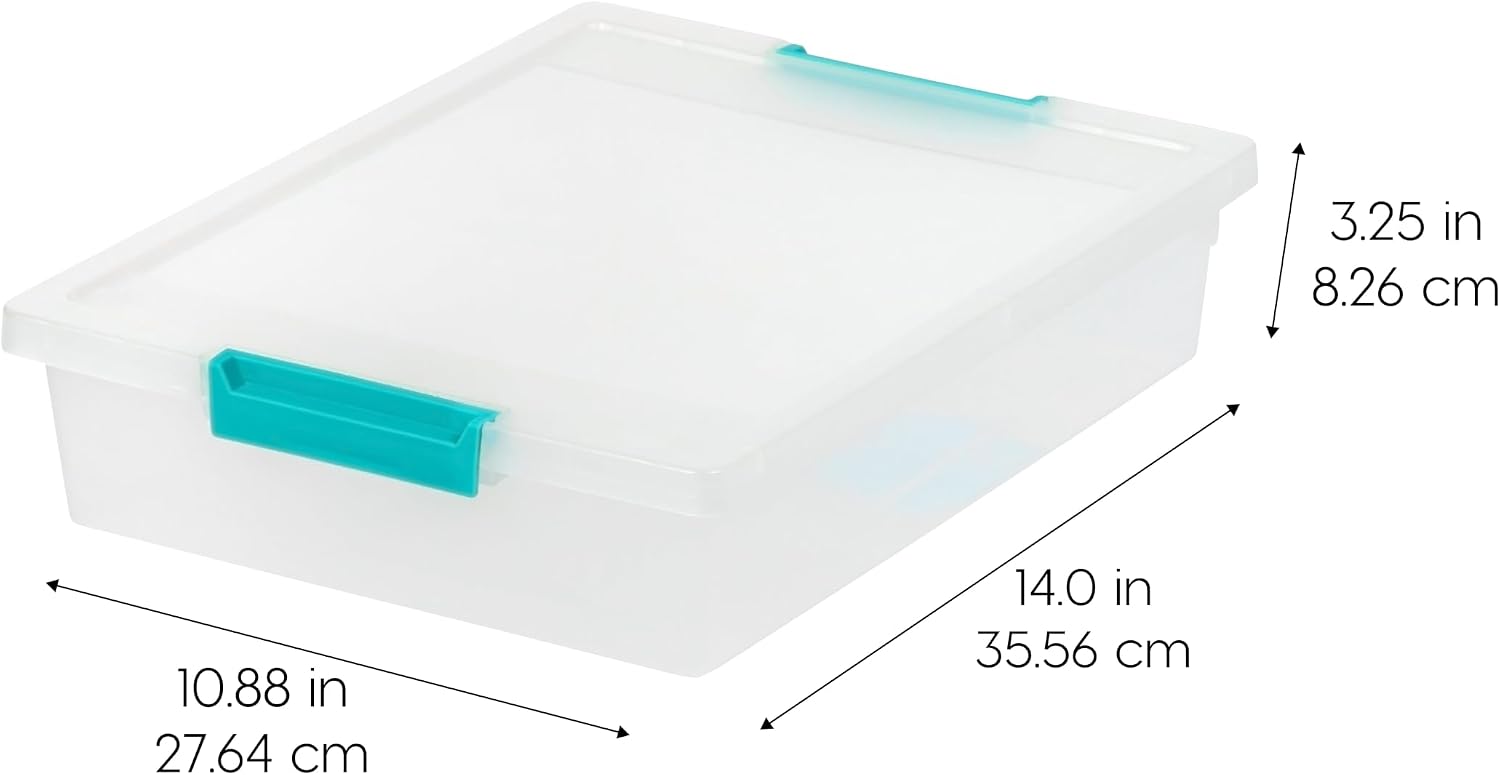 IRIS USA Storage Bins with Lids |Made in USA| 6 Qt - (4-Pack) - Clear | Sensory Craft Organizers. Plastic Clip Box Totes. Flat Containers for Organizing Paper. Office. Art & Study Supplies - Image 2