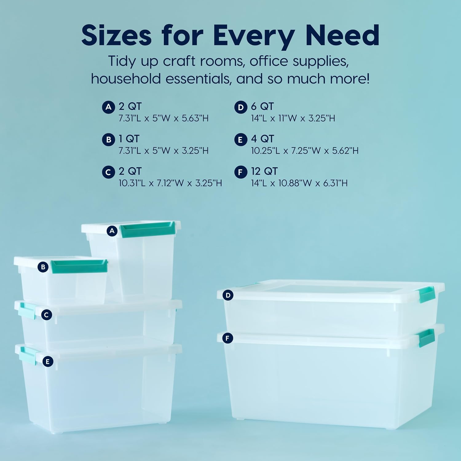 IRIS USA Storage Bins with Lids |Made in USA| 6 Qt - (4-Pack) - Clear | Sensory Craft Organizers. Plastic Clip Box Totes. Flat Containers for Organizing Paper. Office. Art & Study Supplies - Image 4