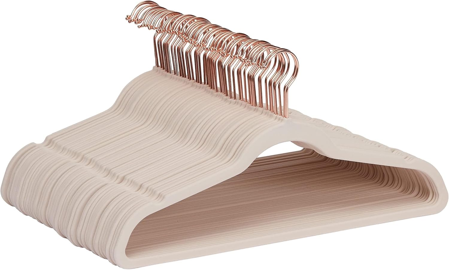 Amazon Basics Space Saving Slim Velvet Non-Slip Suit Clothes Hangers. Sturdy Construction. Closet Organizer. Pack of 50. Blush Pink/Rose Gold