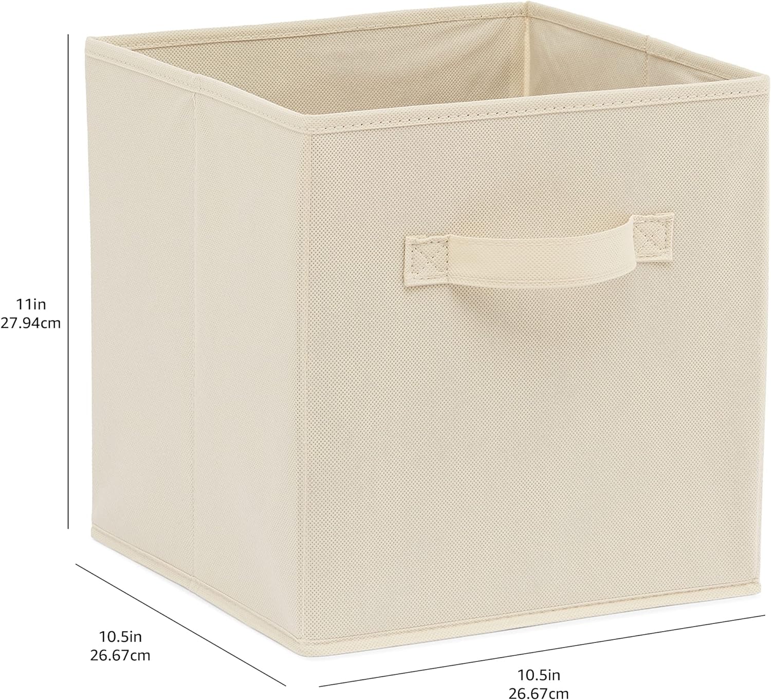 Amazon Basics Collapsible Fabric Storage Cubes Organizer with Handles. Sturdy Storage Bins for Organization. 10.5 x 10.5 x 11. Beige. 6-Pack - Image 4