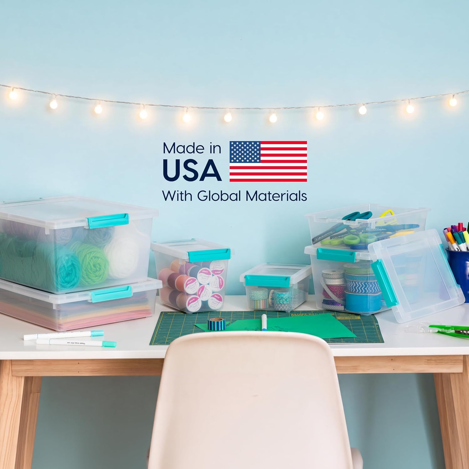 IRIS USA Storage Bins with Lids |Made in USA| 6 Qt - (4-Pack) - Clear | Sensory Craft Organizers. Plastic Clip Box Totes. Flat Containers for Organizing Paper. Office. Art & Study Supplies - Image 9