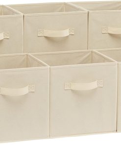 Amazon Basics Collapsible Fabric Storage Cubes Organizer with Handles. Sturdy Storage Bins for Organization. 10.5 x 10.5 x 11. Beige. 6-Pack